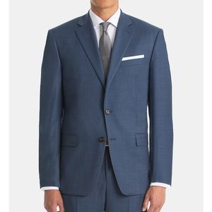 Ralph Lauren Mens UltraFlex Classic Fit Blue Sharkskin Wool Suit Hacket, NWT